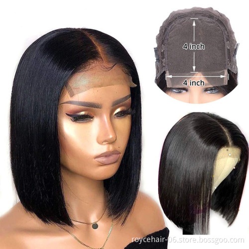Top Quality 4x4 Lace Closure Wigs Full Virgin Cambodian Curly Remy Human Hair Extensions Deep Wave Transparent Lace Front Wig